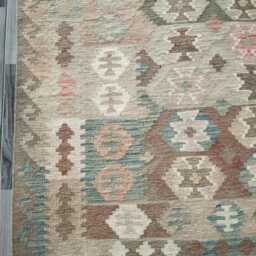 Handwoven Wool Kilim Rug, Multicolour Artisan Tribal Geometric Flatweave, Afghan, Turkish, Persian, Moroccan, Navajo Design, 295x198 cm - thumbnail 2