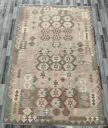 Handwoven Wool Kilim Rug, Multicolour Artisan Tribal Geometric Flatweave, Afghan, Turkish, Persian, Moroccan, Navajo Design, 295x198 cm - thumbnail 1