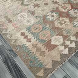 Handwoven Wool Kilim Rug, Multicolour Artisan Tribal Geometric Flatweave, Afghan, Turkish, Persian, Moroccan, Navajo Design, 295x198 cm - thumbnail 4