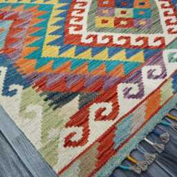 Multicolour Rug, Handmade Artisan Afghan Turkish Scandinavian Navajo Bohemian Flatweave Wool Kilim 159x100 cm - thumbnail 2