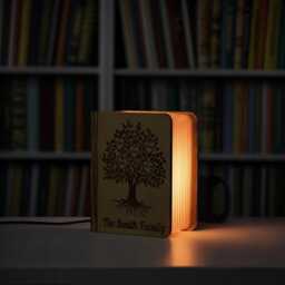 Personalized Family Tree Book Lamp, Custom Name Wood Folding Father's Day Mother's Gift, Gift For Grandparents - thumbnail 3