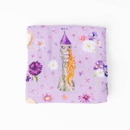 Baby Girl Swaddle Blanket, Princess Rapunzel Swaddle Newborn Photo Prop, Bamboo Purple & Pink - thumbnail 2