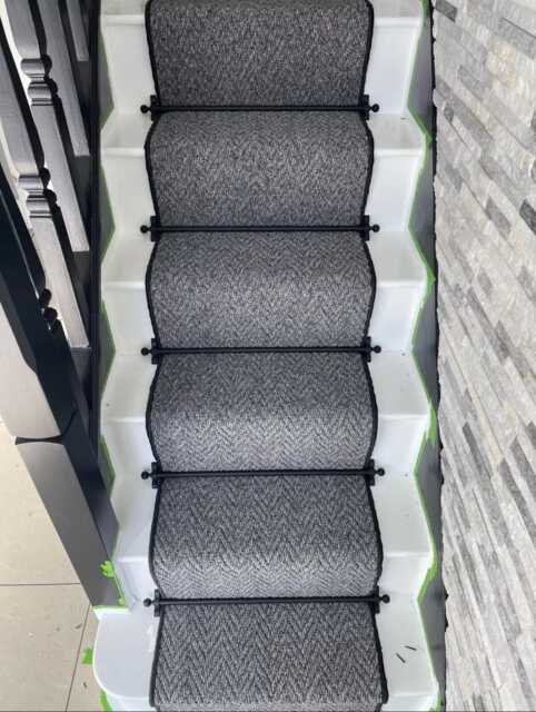 Light Beige Chevron Stair Runner