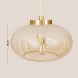 Helena Vintage Pendant Light Mcm Hanging Handcrafted Glass Lamp Retro Ceiling Fixture Yugoslavia Gold Brass - thumbnail 3