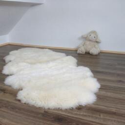 On Sale Exclusive Genuine Natural Sheepskin/Lambskin Rug, Pelt, Soft Long Fur Xxl Large Super - Double Creamy White - thumbnail 3