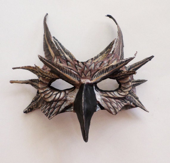 Owl Half Mask, Woodland Creature, Night Owl, Brown, Wearable, Unique Paper Mache - image 1