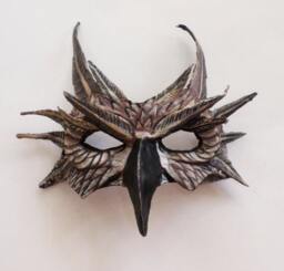 Owl Half Mask, Woodland Creature, Night Owl, Brown, Wearable, Unique Paper Mache - thumbnail 1