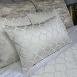 "Luxury Cushion Cover, Geometric Pillow Designer Throw For Ivory Bedding, Modern Lumbar Pillowcase, 12"" X 20" - thumbnail 4