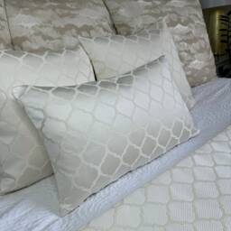 "Luxury Cushion Cover, Geometric Pillow Designer Throw For Ivory Bedding, Modern Lumbar Pillowcase, 12"" X 20"