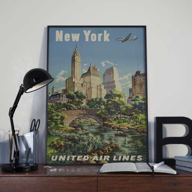 Vintage - New York , Central Park Travel Poster/Print A4 & A3 - image 1