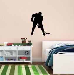Wall Decals Sport Sportsmen Playing Hockey Home Vinyl Decal Sticker Kids Nursery Baby Room Decor V661 - thumbnail 1