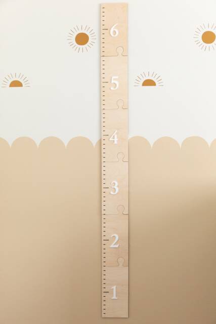 Growth Chart Ruler 3D - Playroom Decor Wood 1st Birthday Gift Nursery Signs Kids Wall Art New Baby - image 1