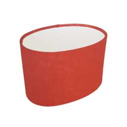 Oval Burnt Orange Lampshade in Linen With White Lining - thumbnail 1