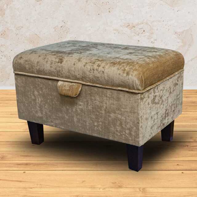 Linen Slub Velvet Storage Ottoman - Handmade Upholstered Luxury Footstool Made To Order in Britain - image 1