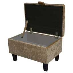 Linen Slub Velvet Storage Ottoman - Handmade Upholstered Luxury Footstool Made To Order in Britain - thumbnail 2