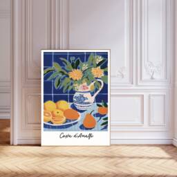 Wall Art, Fruit Market Poster, Lemon Food Illustration, Art Kitchen Decor, Amalfi Lemons Italy Retro Print - thumbnail 1