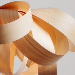 Modern Wood Veneer Chandelier - Minimalist Scandinavian Pendant, Large Ceiling Fixture - thumbnail 3
