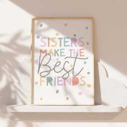 Set Of 3 Nursery Prints, Sisters Make The Best Friends Bedroom, Decor, Personalised Rainbow Print, Siblings Wall Art - thumbnail 3