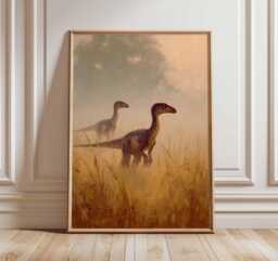 Dinosaur Poster, Prehistoric Wall Art, Realistic Raptor Illustration, Ancient Wildlife Print, Jurassic Nature Artwork For Home Decor - thumbnail 1