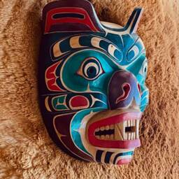 Bear Spirit Mask - Pacific Northwest Tribal Style Hand Carved Painted 10 - thumbnail 3