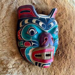 Bear Spirit Mask - Pacific Northwest Tribal Style Hand Carved Painted 10 - thumbnail 2