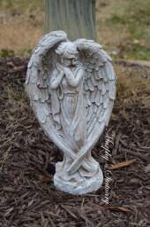 Vintage Style Angel Solid Concrete Hand Painted Garden Memorial Weathered Finish - thumbnail 1
