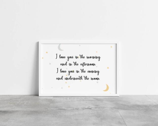 Children's Prints - I Love You in The Morning & Afternoon Kids Print Bedroom Nursery Quote - image 1