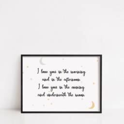 Children's Prints - I Love You in The Morning & Afternoon Kids Print Bedroom Nursery Quote - thumbnail 2