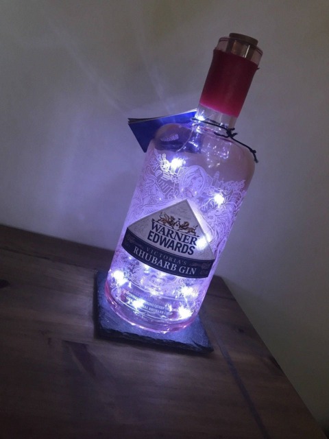 Upcycled Warner Edwards Gin Bottle Lamp, Cool White Led Lights - image 1