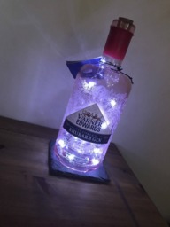 Upcycled Warner Edwards Gin Bottle Lamp, Cool White Led Lights
