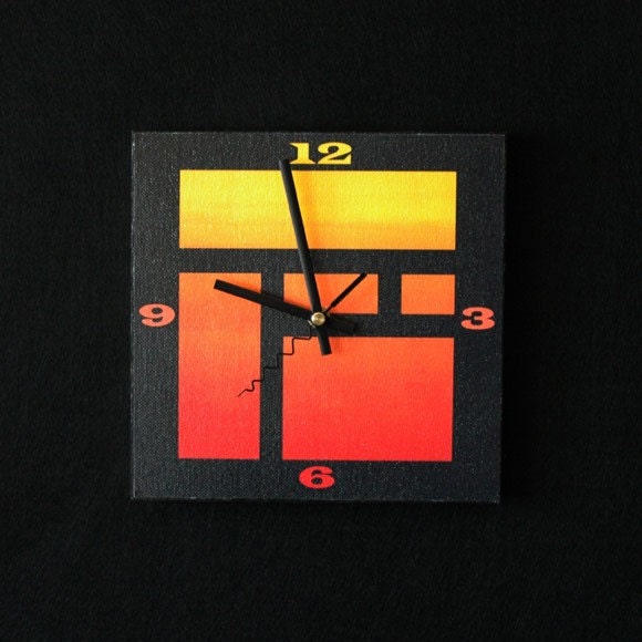 Architect Inspired Black & Orange Contemporay Art Clock - image 1