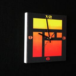Architect Inspired Black & Orange Contemporay Art Clock - thumbnail 2