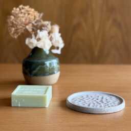 Handmade Stoneware Soap Dish - White Glaze Pottery Bathroom Accessory - 12cm Width - thumbnail 1