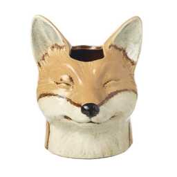 Fox Head Planter - Ceramic Plant Pot Woodland Animal Houseplant Cover Face Flower Stem Vase