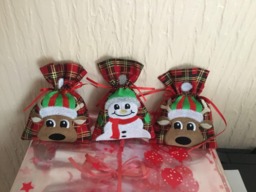 Festive Embroidered, Potpourri, Sweet Pouches, Christmas Bags, Handmade Decor, Reindeer, Tree, Snowman, Stocking Filler - thumbnail 1