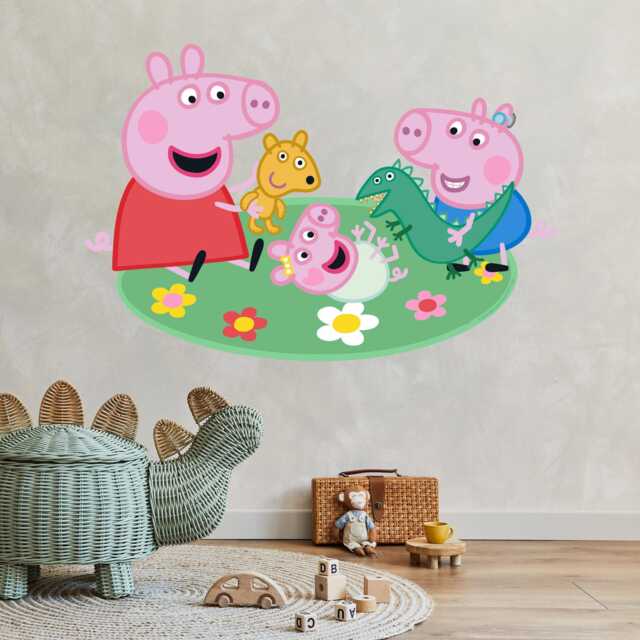 Peppa Pig Wall Sticker - & George Playing With Baby Evie Decal Kids Art - image 1