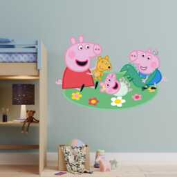 Peppa Pig Wall Sticker - & George Playing With Baby Evie Decal Kids Art - thumbnail 2