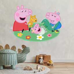 Peppa Pig Wall Sticker - & George Playing With Baby Evie Decal Kids Art - thumbnail 1