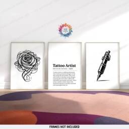 Minimalist Tattoo Artist Print Set - 3 Shop Posters - Black Line Wall Art Definition Quote Minimal Artwork - thumbnail 1
