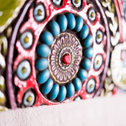 Horizontal Ceramic & Mosaic Wall Art Made To Order - Stick Mini Tile Mounted Narrow Art, Pottery Boho Decor - thumbnail 3