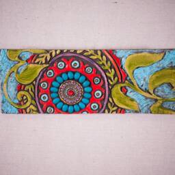 Horizontal Ceramic & Mosaic Wall Art Made To Order - Stick Mini Tile Mounted Narrow Art, Pottery Boho Decor - thumbnail 2