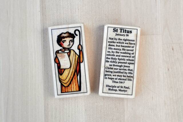st Titus Patron Saint Block With Gift Bag // Disciple Of Paul Catholic Toys By Almondrod - image 1