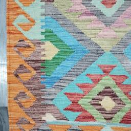 Traditional Runner Rug, Handmade Artisan Afghan Turkish Aztec Navajo Wool Kilim Rug 394x84 cm - thumbnail 4