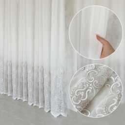 Luxury Damask Embroidered Lace Sheer Curtain, Elegant European Curtains, French Style Voile Curtains - thumbnail 3