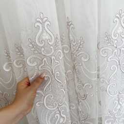 Luxury Damask Embroidered Lace Sheer Curtain, Elegant European Curtains, French Style Voile Curtains - thumbnail 1