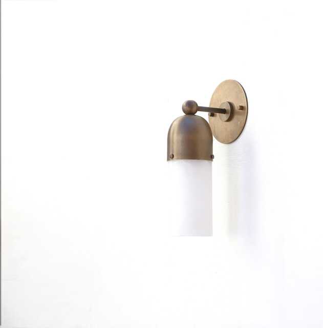 Brass Wall Sconce Light -Vanity Light-Brass Light - With Alabaster Shade, Ul Listed, No.0226 - image 1