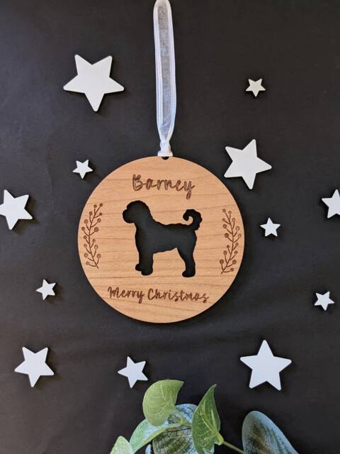 Personalised Labradoodle Christmas Bauble - Silhouette Dog - image 1