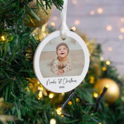 Baby's First Christmas Bauble Hanging Decoration. Child's 1st Xmas Photo Dec Printed With Custom Photograph Grandparent Babys Gift