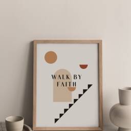 Walking By Faith -Printed & Shipped - Modern Scripture Decor -Typography Wall Art Christian Home Decor- Print Wall Art - thumbnail 2