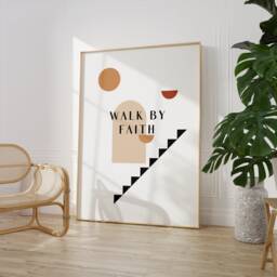Walking By Faith -Printed & Shipped - Modern Scripture Decor -Typography Wall Art Christian Home Decor- Print Wall Art - thumbnail 1